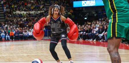 Sunshine West, jugadora de los Harlem Globetrotters, en abril en Múnich