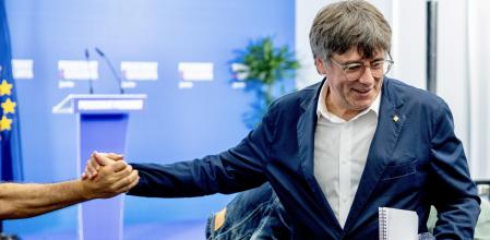 FOTO ALEX GARCIA CARLES PUIGDEMONT VALORA LOS RESULTADOS ELECTORALES EN RUEDA DE PRENSA EN ARGELES 2024/05/13