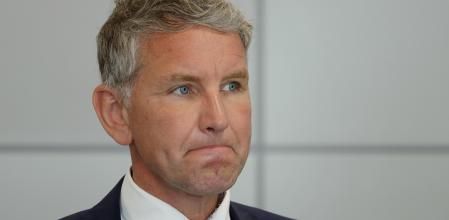 Halle (Germany), 14/05/2024.- Former history teacher and current leader of the far-right Alternative for Germany (AfD) political party in the state of Thuringia, Bjoern Hoecke, looks on after returning into the courtroom following a break during the last day of his trial for using Nazi-era terminology, at the court in Halle, Germany, 14 May 2024. Prosecutors accuse Hoecke of having concluded a political rally in Merseburg in 2021 by yelling out 'Alles fuer Deutschland' (Everything for Germany), a slogan used by Nazi-era SA stormtroopers, the use of which is a felony in modern Germany. The state of Thuringia is among three Eastern German states scheduled to hold state elections in September 2024, and in all three the AfD is currently leading in polls. (Elecciones, Terrorista, tormenta, Alemania) EFE/EPA/SEAN GALLUP / POOL