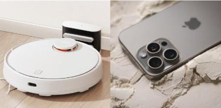 Un Xiaomi Robot Vacuum Mop S12 y un iPhone 15 Pro Max en oferta en Aliexpress.