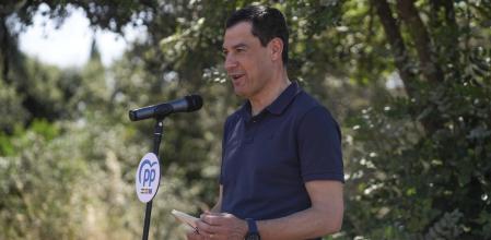 GRAFAND1514. CÓRDOBA, 30/05/2024.- El presidente de la Junta de Andalucía, Juanma Moreno, ha anunciado que su Ejecutivo presentará un recurso de inconstitucionalidad contra la Ley de Amnistía aprobada este jueves en el Congreso de los Diputados, durante su intervención en un acto electoral en Córdoba. EFE/Rafa Alcaide