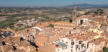 Vista aérea de Peccioli, en la Toscana