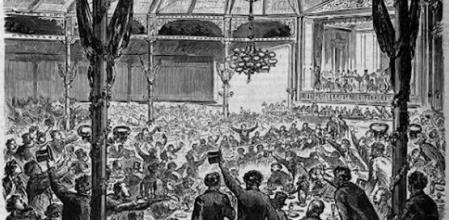 Dibujo de época del interior de los Jardines del Prado Catalán.