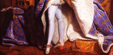 Detalle de un retrato de Luis XIV de Francia por Rigaud, 1702