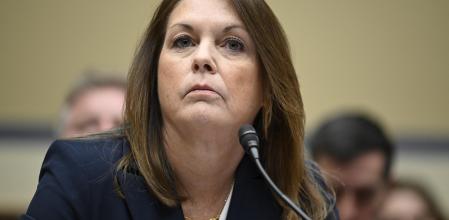 U.S. Secret Service Director Kimberly Cheatle testifies before the House Oversight and Accountability Committee about the attempted assassination of former President Donald Trump at a campaign event in Pennsylvania, at the Capitol in Washington, Monday, July 22, 2024. (AP Photo/John McDonnell)