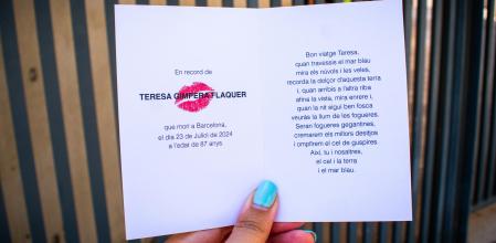 Foto PAULA SAMA 25/07/2024. Recordatorio de defunción de Teresa Gimpera de la ceremonia de defunición celebrada en el Tanatorio de Sant Gervasi en Barcelona.