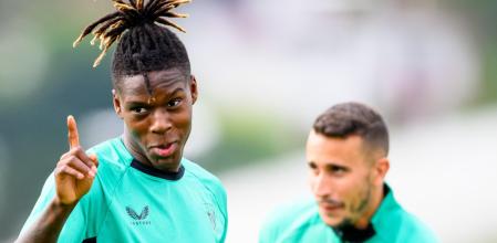 Nico Williams, en un entrenamiento de pretemporada