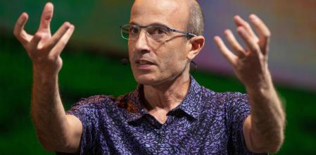 Israeli historian Yuval Noah Harari gives a talk at a conference called Love Tomorrow Conference on sustainable development, Thursday 28 July 2022. The aim of this conference is to inspire and engage 5,000 young people, scientists and policy makers on topics ranging from empathy to biodiversity, climate and technology. BELGA PHOTO NICOLAS MAETERLINCK (Photo by NICOLAS MAETERLINCK / BELGA MAG / Belga via AFP)