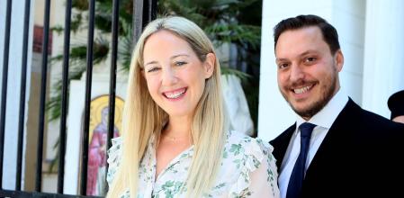 Teodora de Grecia y Mathew Kumar en su visita al arzobispo que oficiará su boda