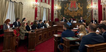 Una imagen del debate sobre el estado de la ciudad en el salón de plenos del Ayuntamiento de Alicante.
