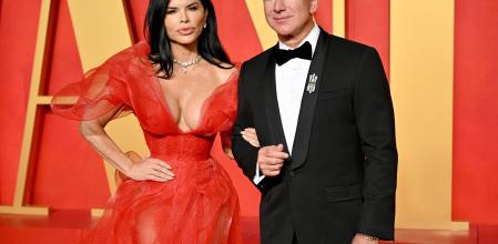 BEVERLY HILLS, CALIFORNIA - MARCH 10: Lauren Sanchez, Jeff Bezos attend the 2024 Vanity Fair Oscar Party Hosted By Radhika Jones at Wallis Annenberg Center for the Performing Arts on March 10, 2024 in Beverly Hills, California. (Photo by Lionel Hahn/Getty Images)