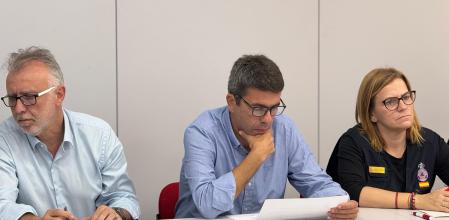 Carlos Mazón junto al ministro y la Delegada del Gobierno en la reunión de hoy del CECOPI