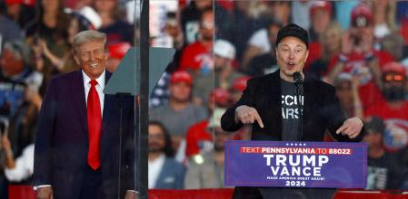 El consejero delegado de Tesla y dueño de la red social X, Elon Musk, junto al presidente electo de Estados Unidos, Donald Trump