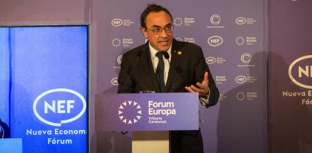 Josep Rull, presidente del Parlament, este miércoles en un desayuno informativo