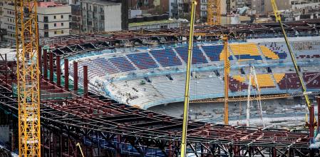 foto XAVIER CERVERA 20/11/2024 los obras (empresa turca Limak) del nou Camp Nou spotify avanzan pero no terminan; hoy se ha sabido que hasta febrero el FCBarcelona jugara en Montjuic y no en les Corts, y cuando lo haga, sera solo sobre la graderia uno y dos (la tercera para la 2026 o mas alla)