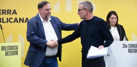 Junqueras y Godàs se saludan al final del debate