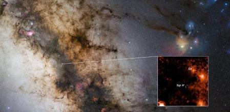 El sistema binario, denominado D9, localizado cerca de Sgr A*, el agujero negro supermasivo de la Vía Láctea