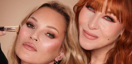 Charlotte Tilbury junto a Kate Moss, una de sus musas, y la base iluminadora viral Hollywood Flawless Filter