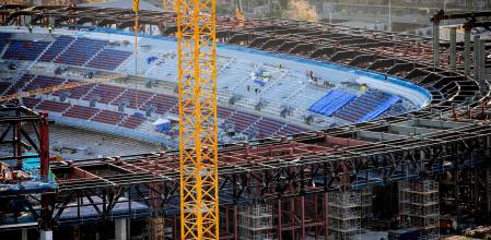 foto XAVIER CERVERA 19/12/2024 estado de las obras del camp nou spotify (construido por limak) estadio del fcbarcelona, dsd un rascacielos de l avenida diagonal ,barcelona