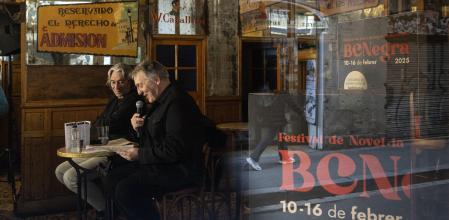 Presentació del festival BCNegra 2025. Xavier Marcé, i del comissari del festival, l’escriptor Carlos Zanón Bar Marsella