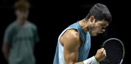 Carlos Alcaraz celebra un punto, este sábado ante Hubert Hurkacz