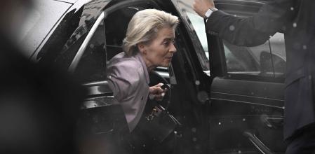 La presidenta de la Comisión Europea, Ursula von der Leyen, este viernes en su llegada a la Conferencia de Seguridad de Munich