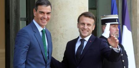 Pedro Sánchez, a su llegada al Elíseo para participar en la cumbre informal