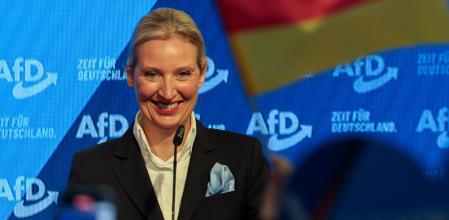 Alice Weidel, candidata a canciller por Alternativa para Alemania (AfD), en la noche electoral tras conocer el auge de su partido, hoy segunda fuerza en el Reichstag&nbsp;