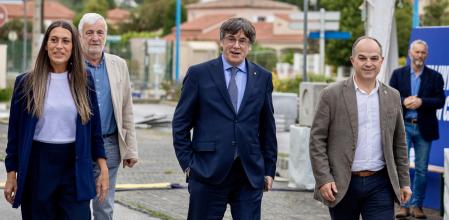 Carles Puigdemont junto a Miriam Nogueras y Jordi Turull en una imagen reciente
