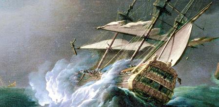 Detalle de la portada de 'El naufragio del Wager'