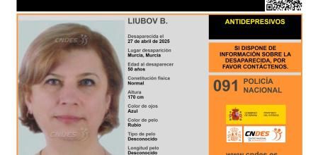 Cartel de búsqueda de Liubov B. difundido por el Centro Nacional de Desaparecidos (CNDES) del Ministerio del Interior