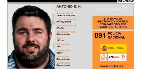 Cartel de búsqueda de Antonio B. H. difundido por el Centro Nacional de Desaparecidos (CNDES) del Ministerio del Interior