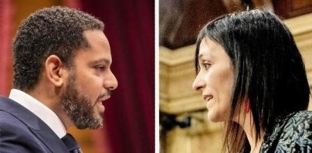 El ultraespañolista Ignacio Garriga y la ultracatalanista Silvia Orriols durante una intervención en el Parlament&nbsp;