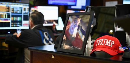 Imagen de Trump en la Bolsa de Nueva York, el pasado abril
