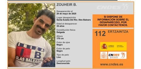 Cartel de búsqueda de Zouheir B. difundido por el Centro Nacional de Desaparecidos (CNDES) del Ministerio del Interior