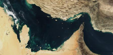 Imagen por satélite tomada por la NASA del estrecho de Ormuz