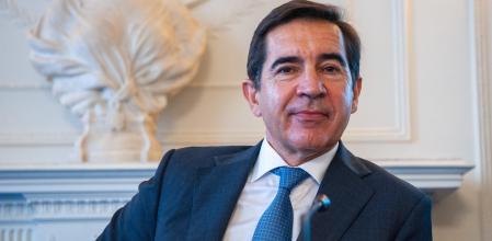 Carlos Torres, presidente del BBVA, durante su intervención hoy en Santander