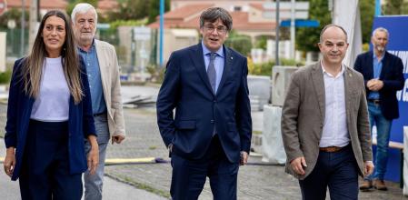 Miriam Nogueras, Carles Puigdemont y Jordi Turull, en una imagen de archivo en Argelers&nbsp;