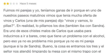 La reseña publicada por un cliente tras acudir a un restaurante a comer que ha sorprendido a cientos de personas
