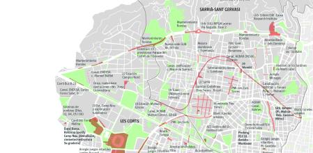 Mapa con las actuaciones de los distritos más occidentales de Barcelona