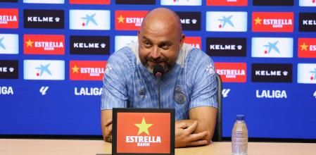 Manolo González, en sala de prensa este sábado antes de debutar en LaLiga ante el Atlético de Madrid