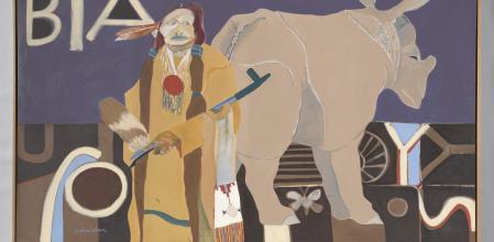 'Indio y rinoceronte', 1968. Fritz Scholder. Óleo sobre lienzo