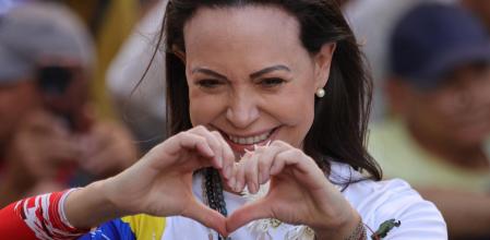 La opositora vecezolana, María Corina Machado, durante una manifestación del pasado mes de enero 
