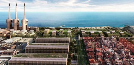 Recreación virtual no definitiva de las naves de oficinas de Inditex en Sant Adrià de Besòs