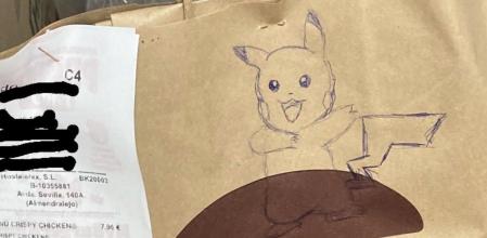 El dibujo que un restaurante ha dedicado a una persona que ha pedido comida a domicilio