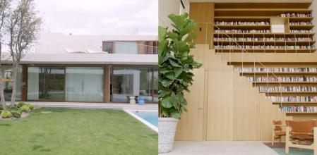 El jardín y la biblioteca de la casa de 'Los Javis' en Madrid.