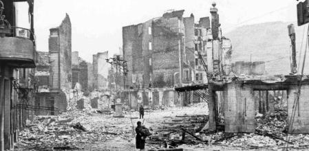 Spanish Civil War: the Spanish town of Guernica, after the bombing by German and Italian aircraft, 1937. (Photo by: Universal History Archive/Universal Images Group via Getty Images)