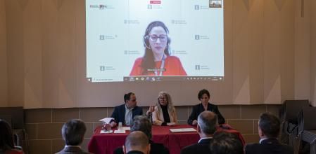 Demostración del servicio de videollamada en la sala de plenos del Ayuntamiento de Sant Feliu de Llobregat