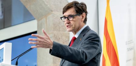 El presidente de la Generalitat, Salvador Illa, este martes, durante la rueda de prensa de balance del 2025