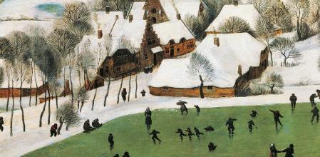 Detalle de ‘Los cazadores en la nieve’, Pieter Bruegel el Viejo, 1565. Kunsthistorisches, Viena